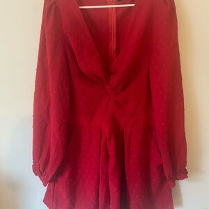 Elegant Red Women's Romper